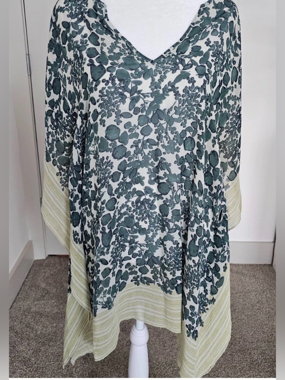 Green Floral V-Neck Women’s coverup Tunic Top